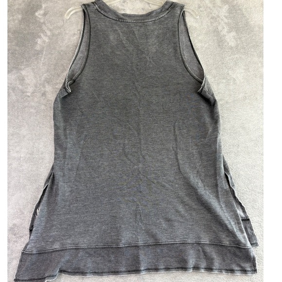 Free People M More Chill Tank Top Gray‎ Sleeveless Layered Hem Side Slits Casual - Picture 3 of 10